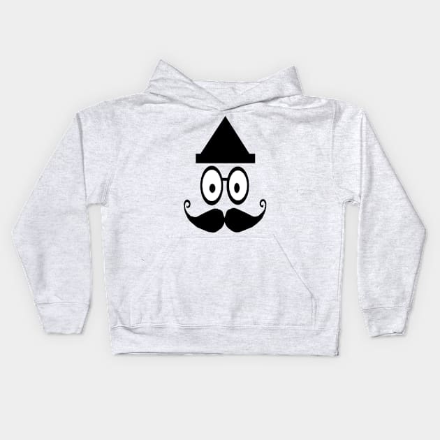 funny face with triangle shaped hat Kids Hoodie by RAK20